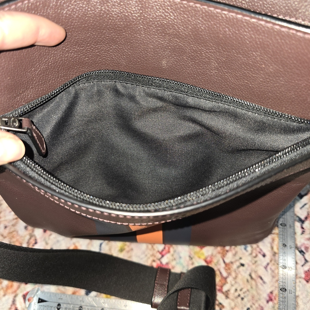 Coach Charles Brown Messenger Bag with Orange and Gray Stripes - Picture 6 of 6